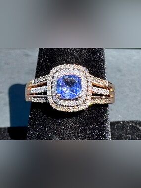 14k Rose Gold Tanzanite & Diamond Ring